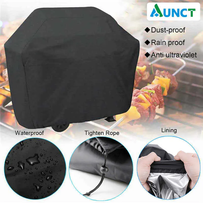 Inne zapasy ogrodowe BBQ Grill Cover Outdood Waterproof Grilla Cover Weber Dust Cover Organizacja deszczowa Ochrona deszczu śniegu okrągła grill czarny G230519