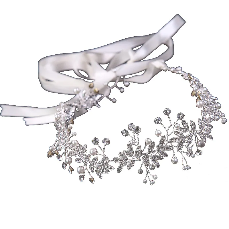 Mooie bruiloftbride Haar Haar Horse oog Rhinestone Simple Hair Comb Side Hoofdtooi Clip Haarspeld Pearl Hair Accessoires verzamelen Birthday Dance Party Ribbon