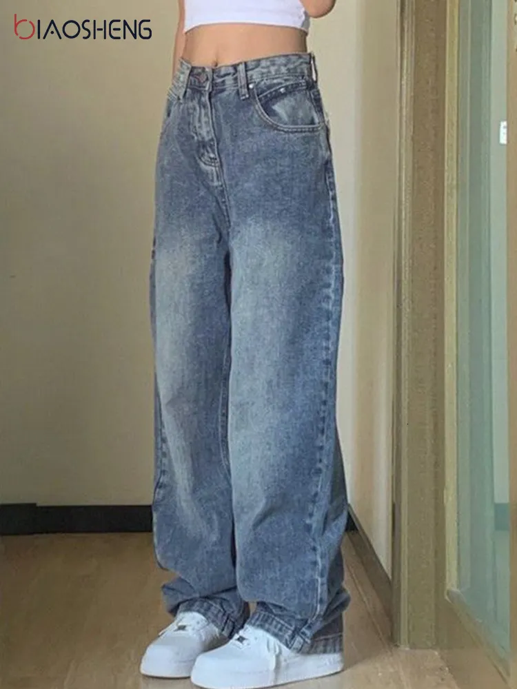 jeans vintage a gamba larga a vita alta