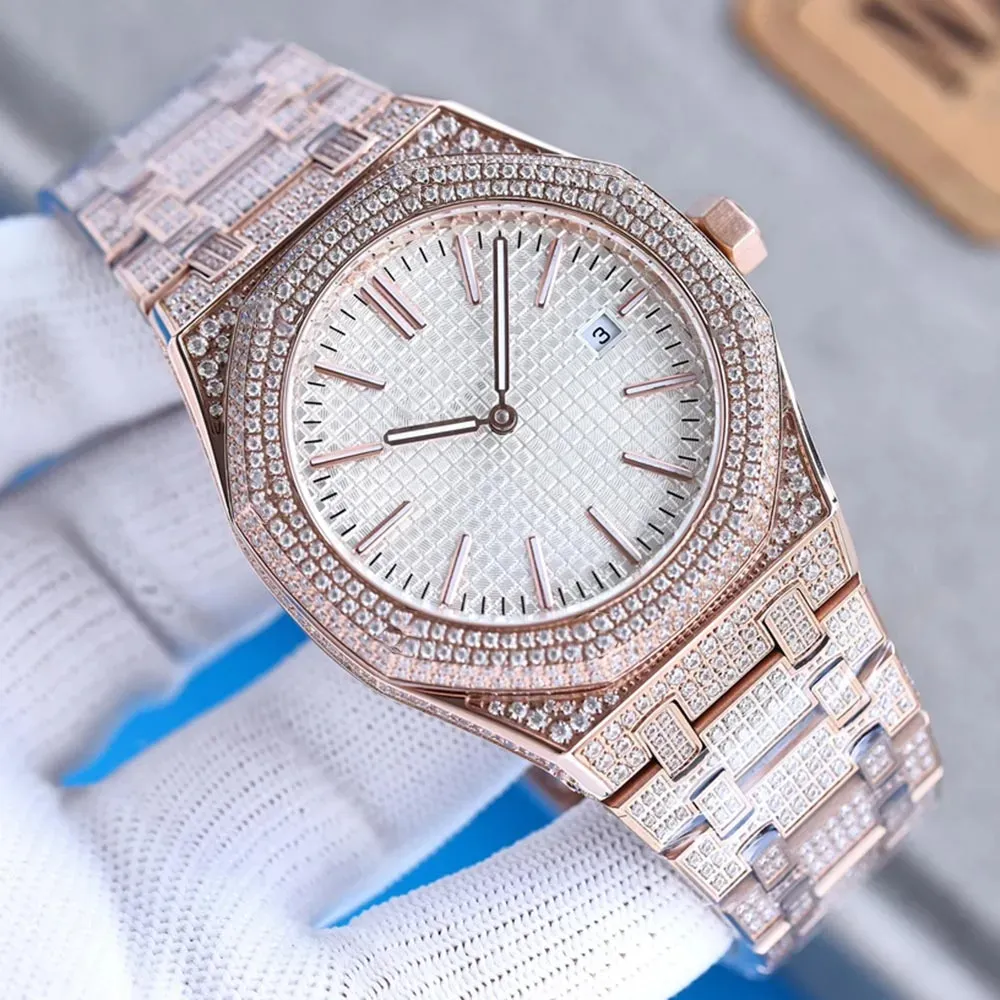 Diamant Bezaaid 41 Mm Automatisch Mechanisch Stalen Saffier Herenhorloge Van 364 17 DHgate