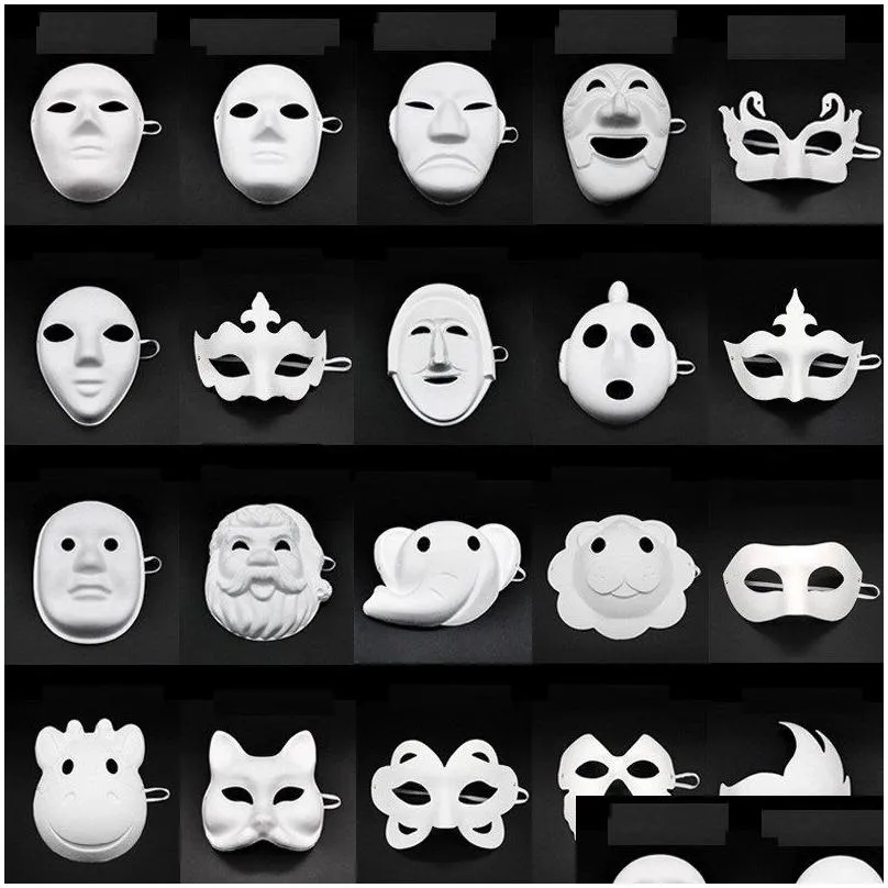 Máscaras de festa papel máscara diy pintura branca halloween chirstmas infantil criativo garten entrega de garten home jardim de suprimentos festivos dh4t9