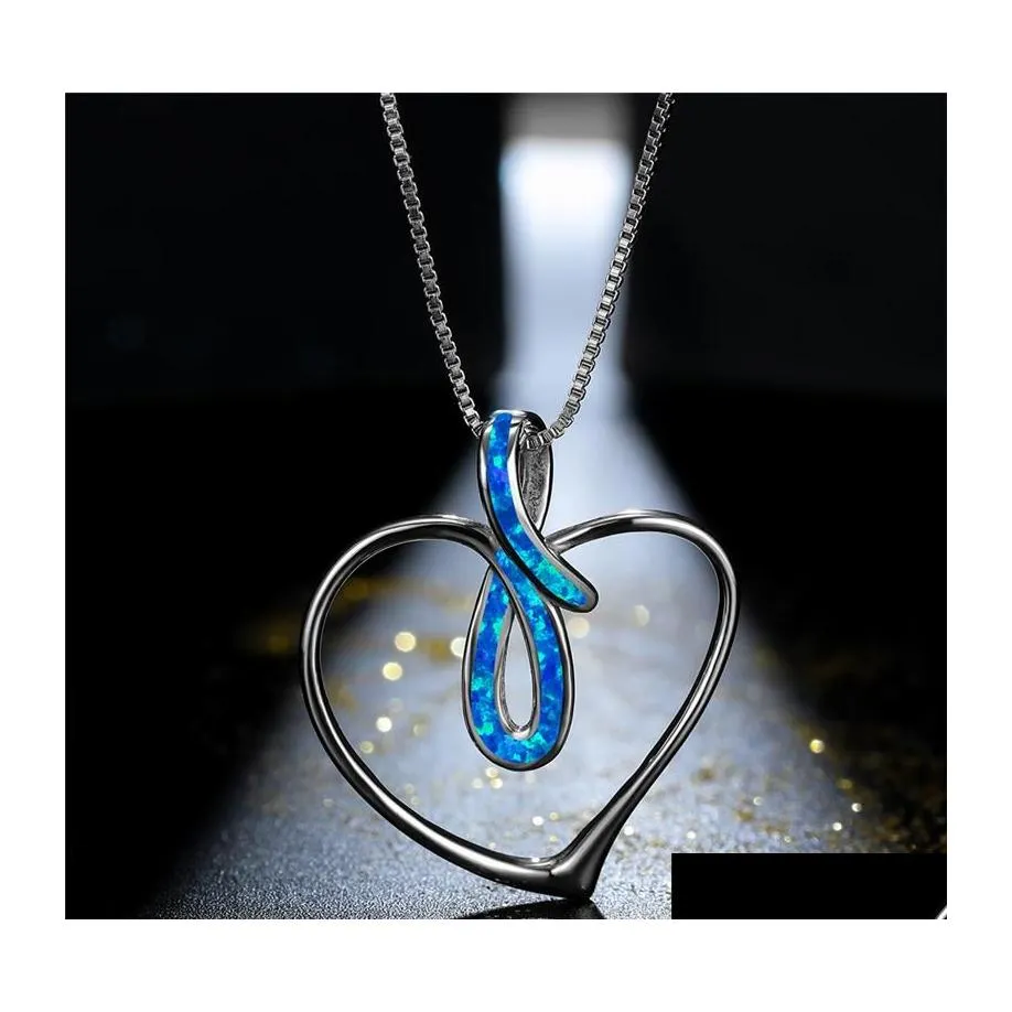 Hanger kettingen schattige vrouwelijke liefde hart ketting rosé goud sier kleurenketen charme wit blauw opaal oneindig voor damesspender drop de dh2dj