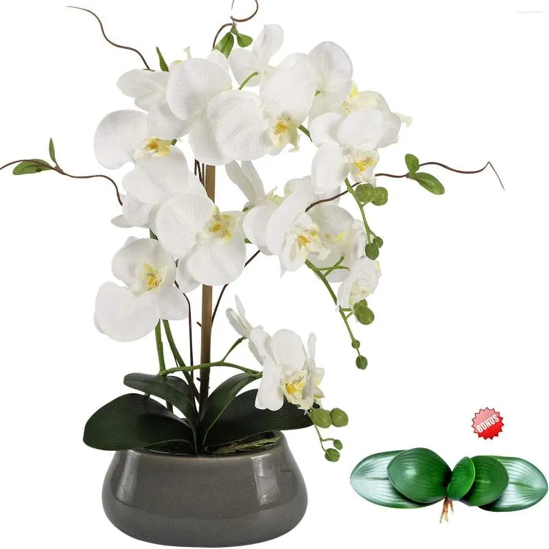 Fleurs décoratives centres de table d'orchidées artificielles pour Table de salle à manger avec Vase en soie fausses plantes Arrangements décorations