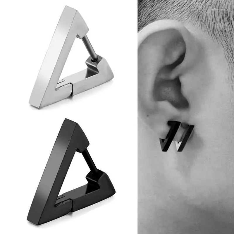 Hoop oorbellen 1 paar mode geometrische mannen roestvrij staal zilver/goud/zwarte kleuren sieraden piercing oor buckle