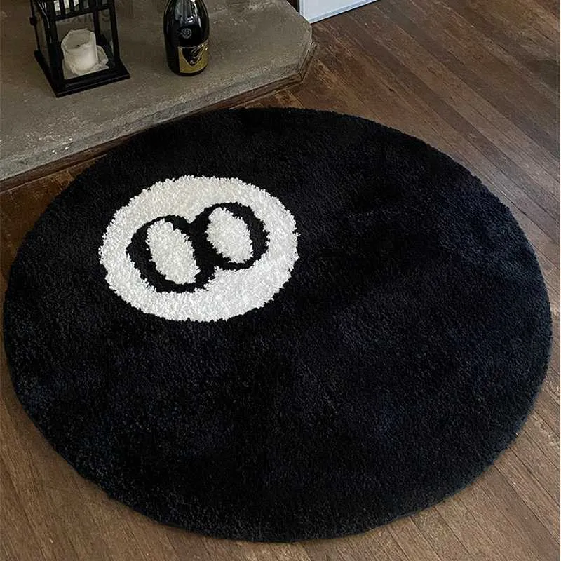 Halloween 8 Ball Rug Indoor Home Decoration Regali di Halloween spettrali 8 Ball Accent Round Tufting Soft Rug Horror Movie Mat T230519
