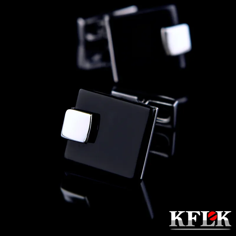 Kflk Jewelry French Sirt Fashion Cufflinks para masculino Brand Black Link Link Botão de casamento por atacado convidados de alta qualidade