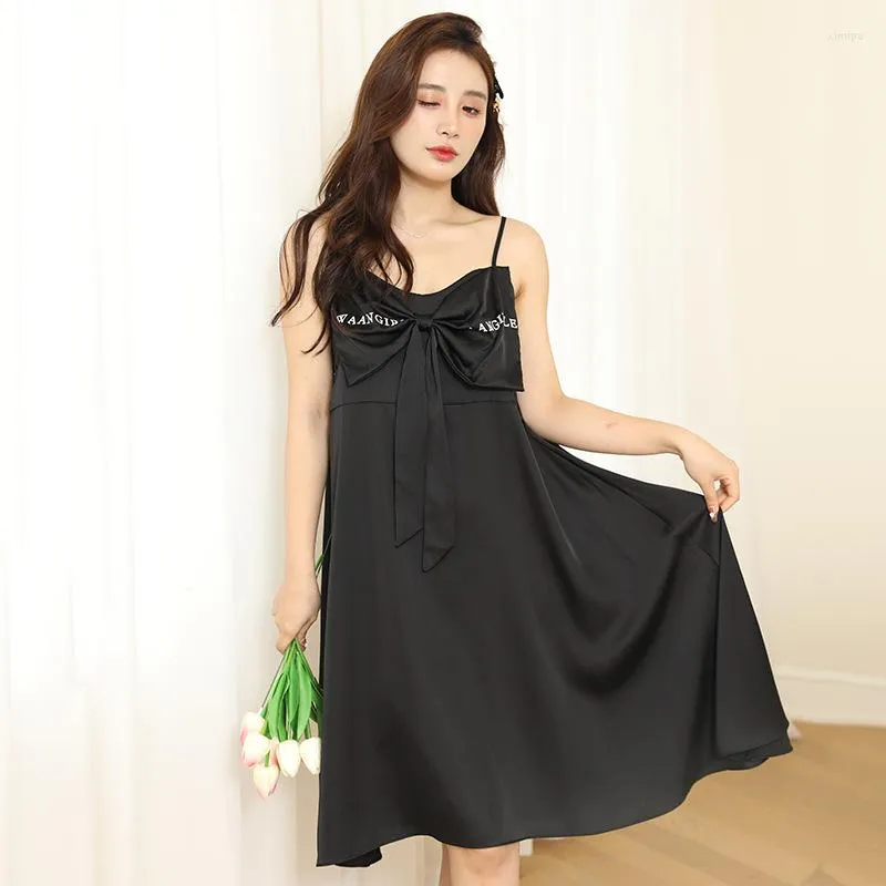 Women's Sleepwear Casual Short Home Clothing Lovely Nightgown SATIN Intimate Lingerie For Girl Spaghetti Sling Women Nightdress