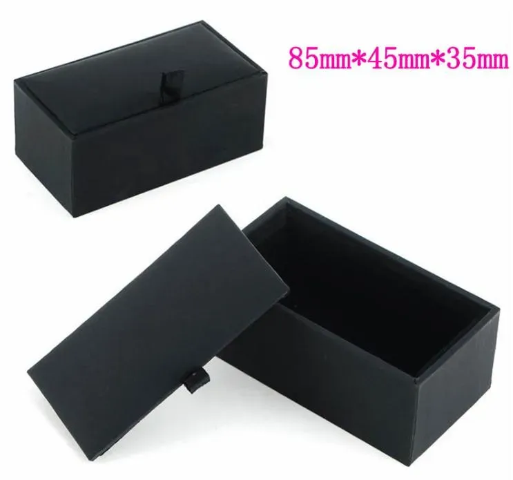 Wholesale 100pcslot Black Cufflink Box Cufflink Gift Case Holder Jewelry Packaging Boxes Organizer Black DHL Free SN108