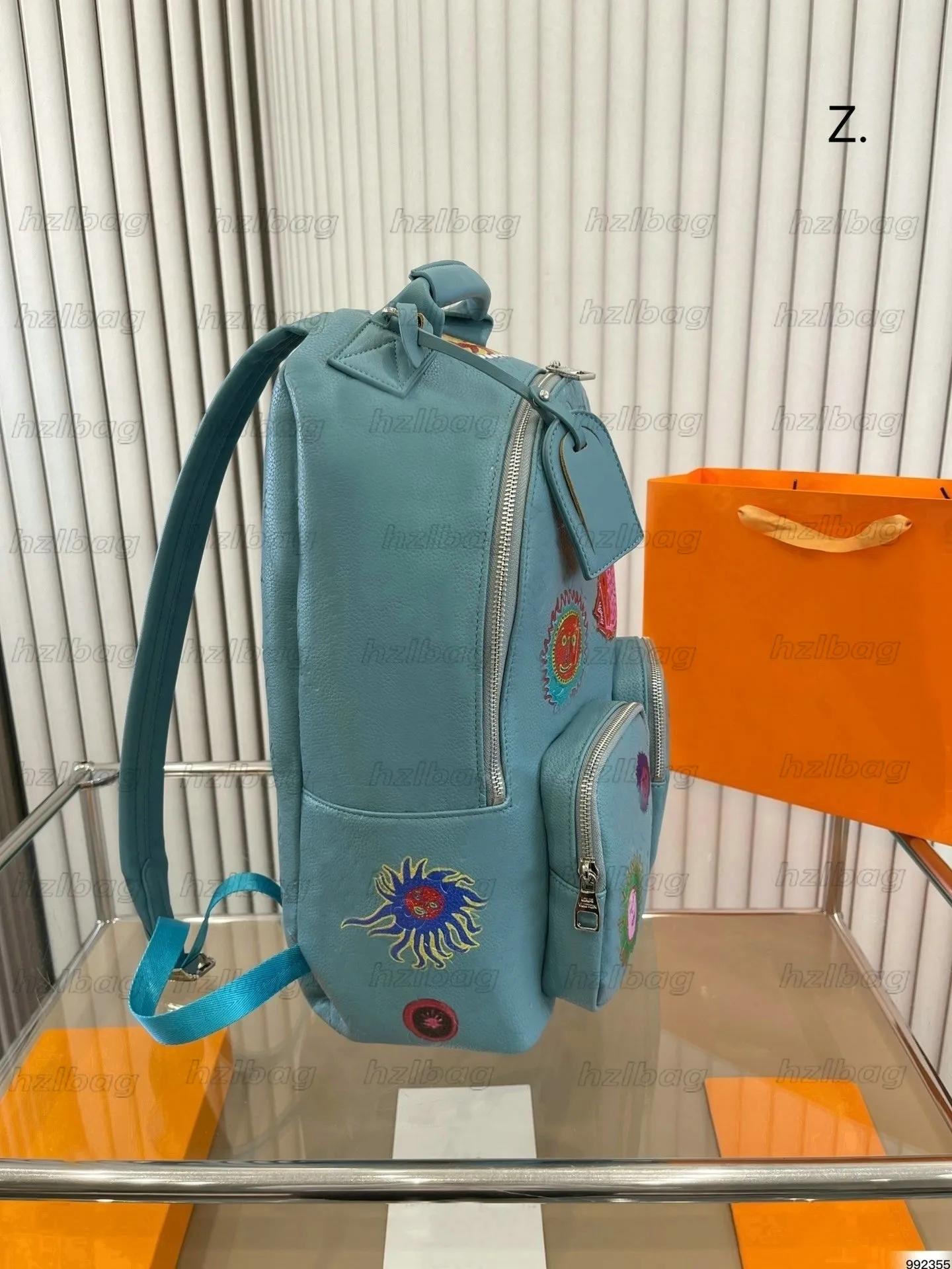 Dise ador Yayoi Kusama Bolso Para Hombre Azul YK Caras Coloridas