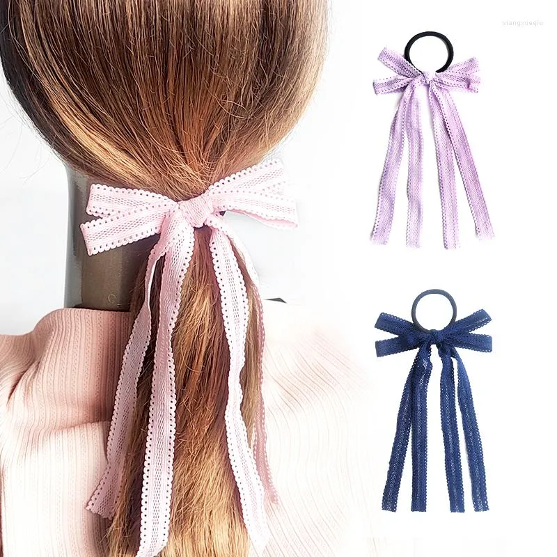 Accessori per capelli Geebro Fashion Lace Bow Scrunchies Nastro per donne Elastico Band Girls Forcine Cravatte