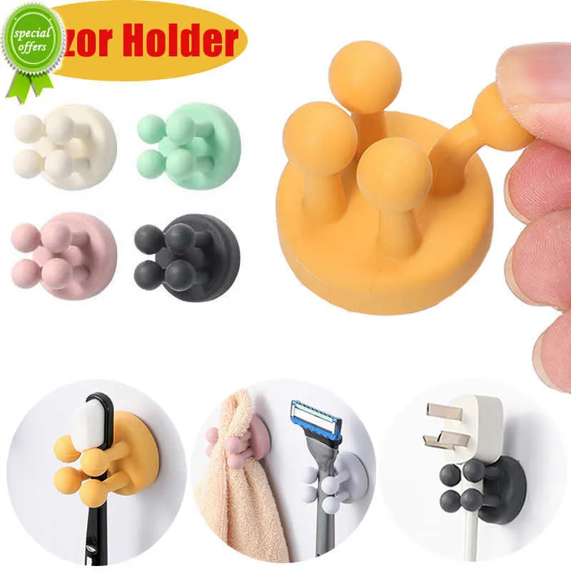 Silicone Razor Guard New Silicone Razor Holder Self-Adhesive Toothbrush Key Towel Hanger ...