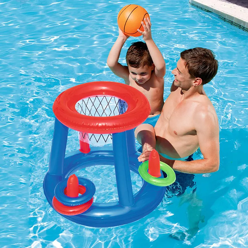 Inflatable Floats tubes Swimming Pool Basketball Hoop Set Inflatable Floating Hoops with Ball Rings for Kids Teens Adults Perfect Competitive Water Play 230518