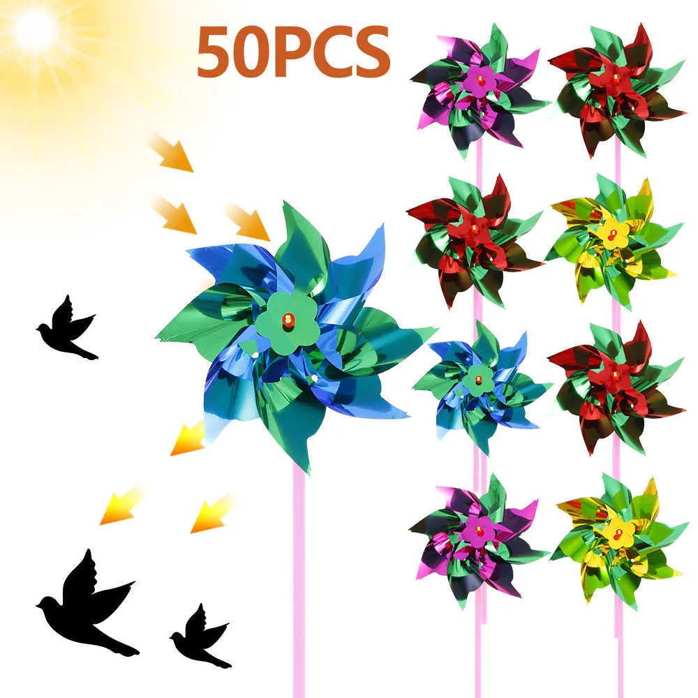 Other Garden Supplies 50PCS Pinwheel Garden Yard Planter Colorful Windmill Stakes Decoracion Kids Toy Outdoor Decor Rainbow Pinwheels Home Decor G230519