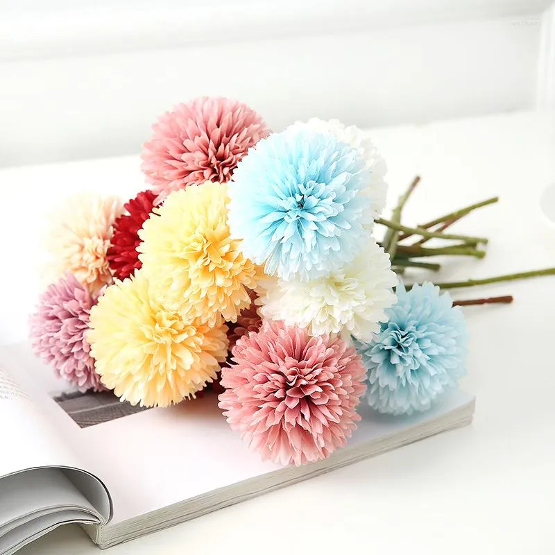 Flores decorativas 10pcs buquê de buquê artificial crisântemo bola presente para glorioso escritório moral em casa festa diy casamento