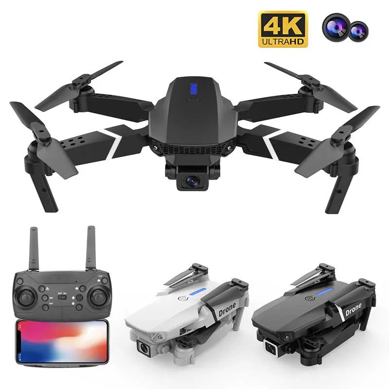 E88 Pro Drone Avec Grand Angle HD 4K 1080P Double Caméra Hauteur Tenir Wifi RC Pliable Quadcopter Dron Cadeau Jouet