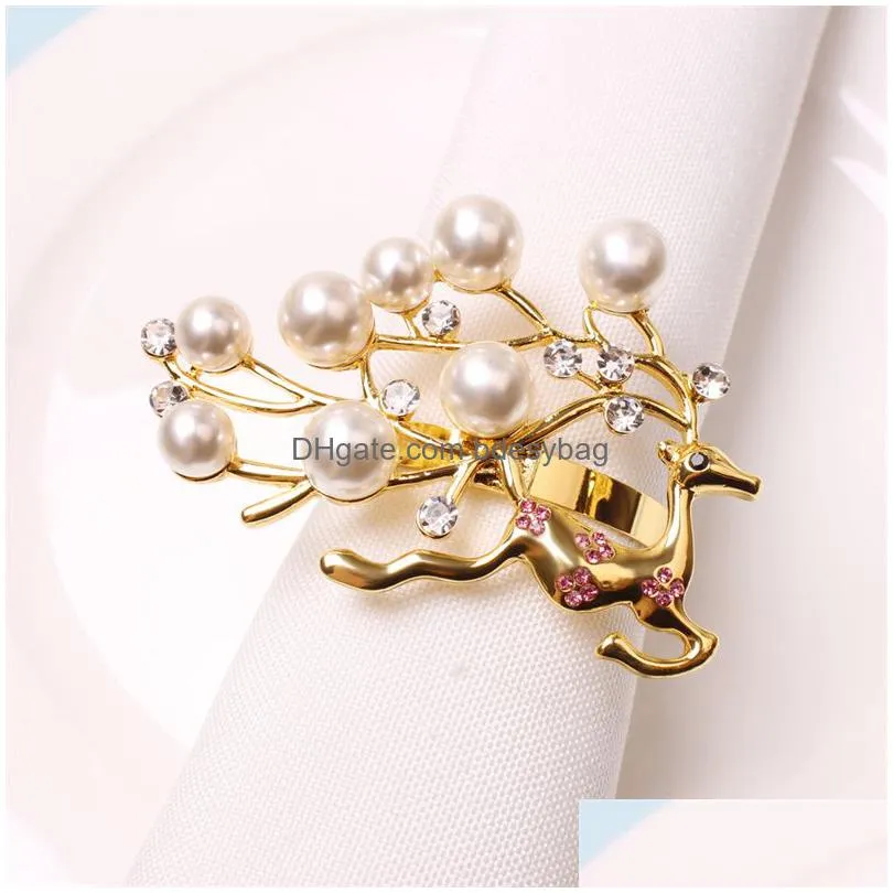 christmas napkin rings wedding receptions rhinestone diamond metal alloy napkin ring buckle kitchen dinning table decoration