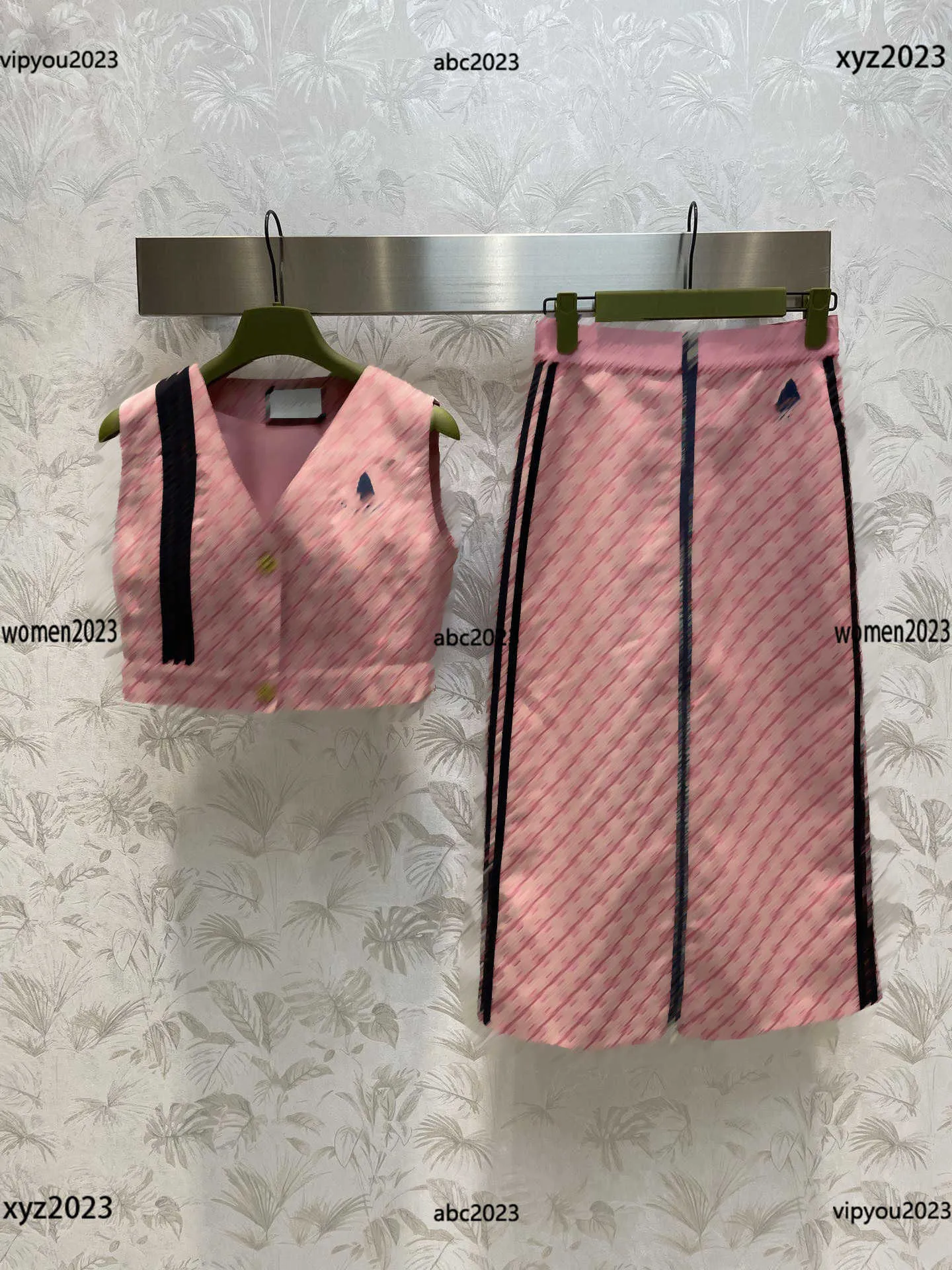 designer dameskleding jurken voor dames Tweedelige jurk Kort vest met V-hals en halflange rok van geweven jacquard patchwork
