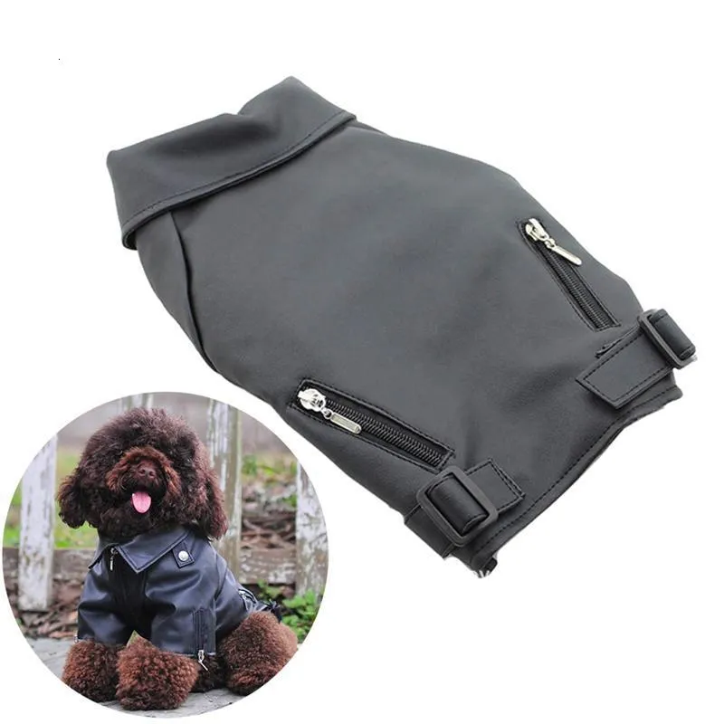Dog Apparel Dog PU Leather Winter Coat Warm Zip up Puppy Jacket Dog Coat Vest Windproof Warm Dog Clothes Coat Apparel for Dog with D-Ring 230518