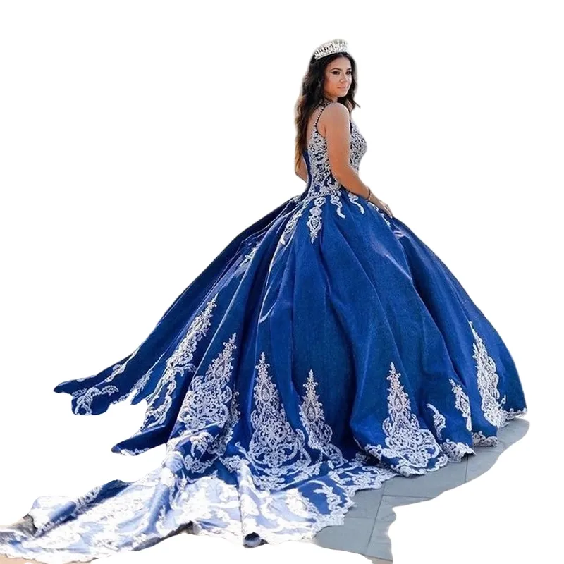 white christmas dresses Zapaka Women Navy Lace Mermaid Long Formal Dress Corset Spaghetti Straps Evening Dress, Navy / AU16