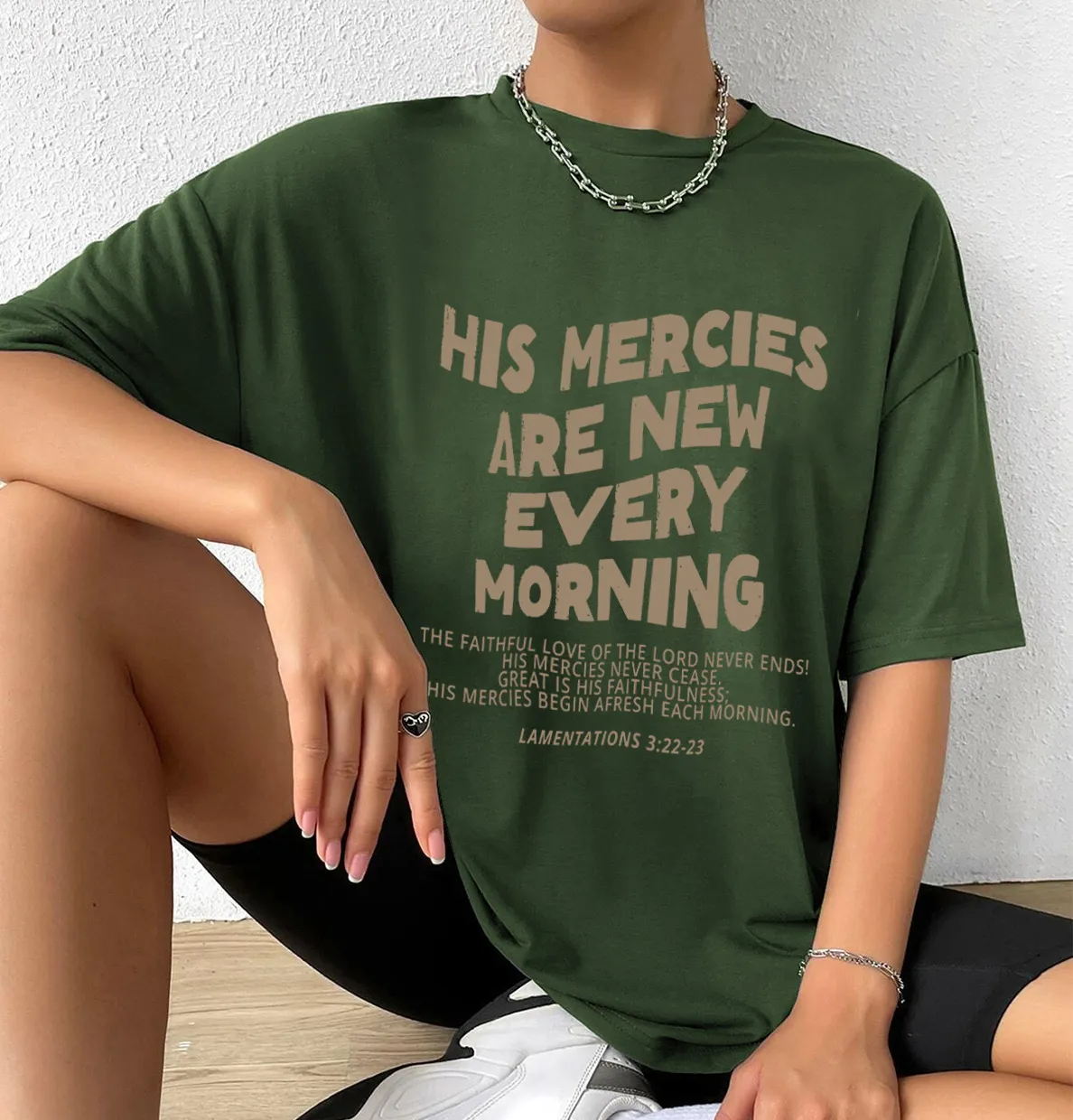 Män s t skjortor hans barmhärtighet är varje morgon överdimensionerad t -shirt kristen lös tee kvinnor trendig casual bomull estetik topp 230519