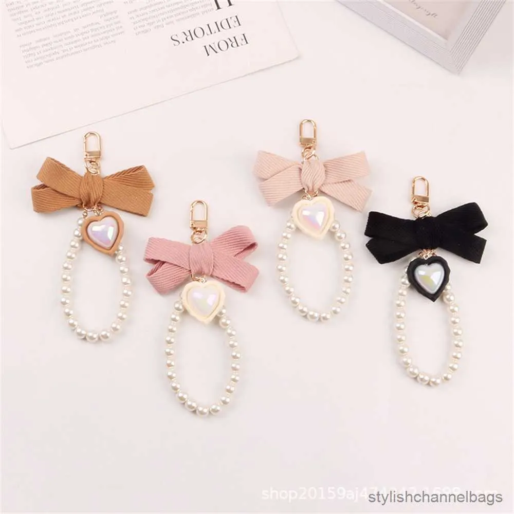 Keychains Fashion Pearl Keychain Bow Heart Pendant Key Chains For Women Bag Charms Ornament Keyring Best Gifts