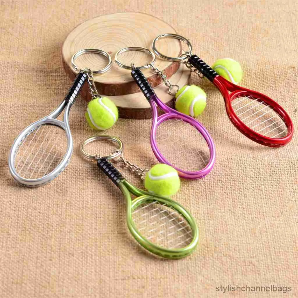 Keychains Cute Sport Mini Tennis Racket Pendant Keychain Keyring Key Chain Ring Finder Holer Presents for Teenager #1-17162