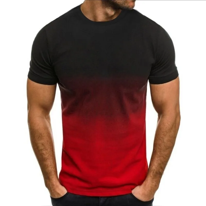 Heren t-shirts zomer heren dunne losse korte mouw heren mode gradiënt serie tieners 3D geprinte ronde kraag t-shirt groot 230519