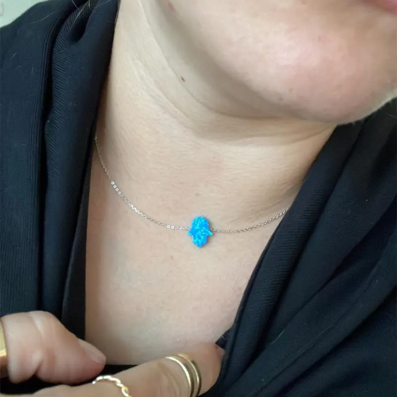 Colares pendentes Opal Hamsa colar de mão Gold prata prata Chain de aço inoxidável Declaração de femme para mulheres jóias de moda