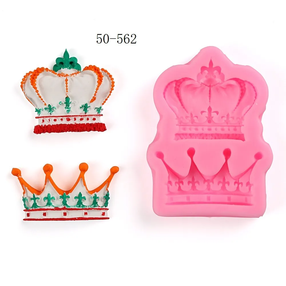 100 pièces couronne royale Silicone Fandont moules Gel de silice couronnes chocolat moules bonbons moule gâteau décoration outils solide couleur rose