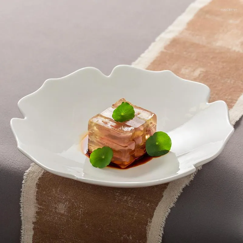 Plattor Pure White Ceramic Cold Plate Home Kitchen Cutsly Steak Soup Creative Styling Snack