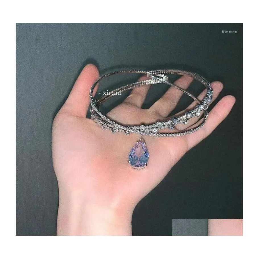 Hänge halsband kvinnor strass konstgjord kristalllegering kedja halsband diamant nu 2022 estetisk koreansk mode kvinnlig droppe del dhnyq