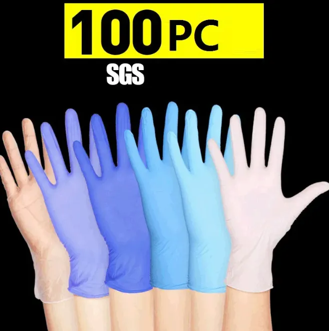 Kvalitet engångshandskar latex diskmedel/kök trädgårdshandskar universella för vänster och höger hand 6 färger boutique 100 st/parti
