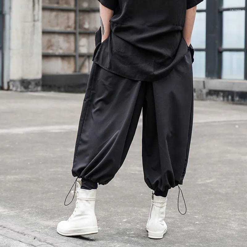 Pantalons pour hommes 2023Casual Leg Male Men Pant Taille élastique Large Streetwear Hip Hop Vintage Fashion Harem Pantalons Femmes Japon Style Kimono