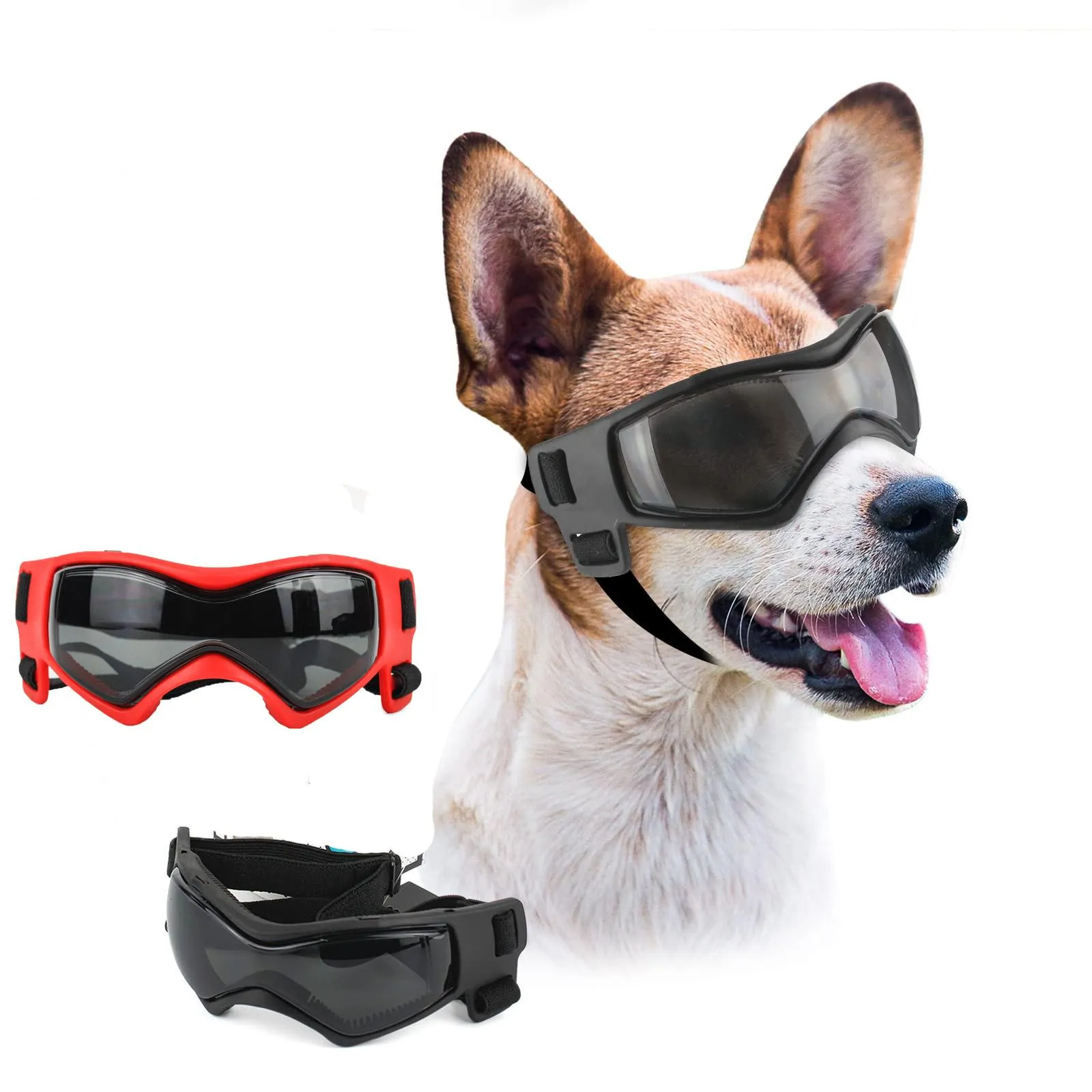 Solglasögon Pet Goggles Easy Wear Valp Solglasögon Justerbara UV -skydd PET Solglasögon för små till medelstora hundförsörjningar