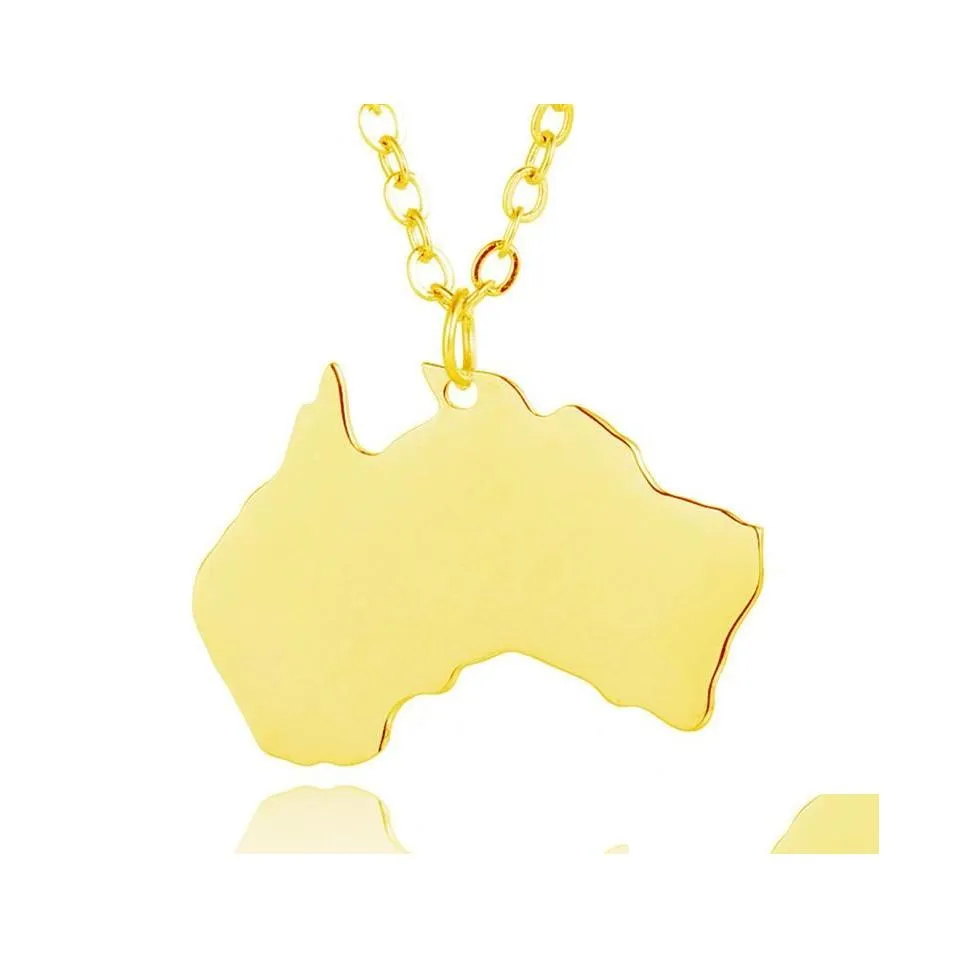 Pendanthalsband Elfin 2023 Trendigt rostfritt stål Australien Karta halsband Högkvalitativ Kvinnsmycken Presentmedlem Drop Delivery JE DHPSI