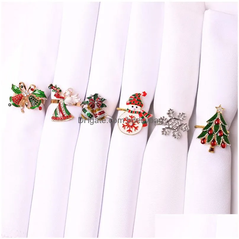 christmas napkin rings wedding receptions rhinestone diamond metal alloy napkin ring buckle kitchen dinning table decoration