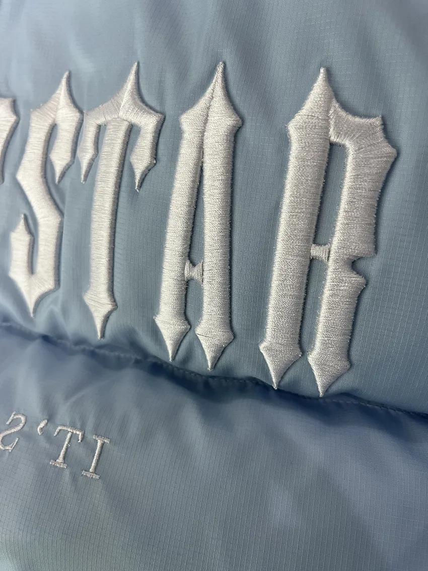 Trapstar Trapstar London Decoded Hooded Puffer 2.0 Ice Blue Jacket Embroidered Lettering Hoodie