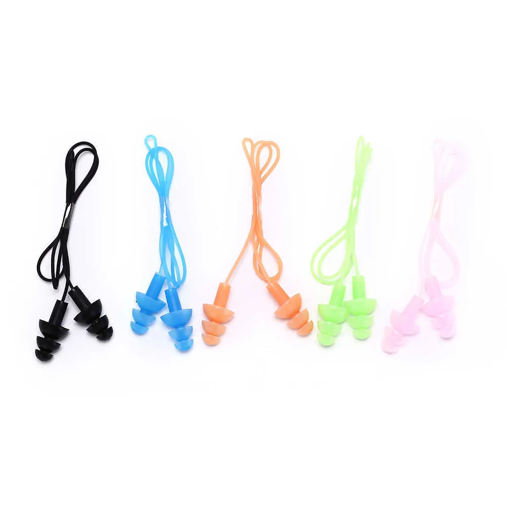 Waterproof Soft Sile Corded Ear Plugs Travel Sleep Noise Prevention Earplugs Noise Reduction Swimming Earplugs Earmuff