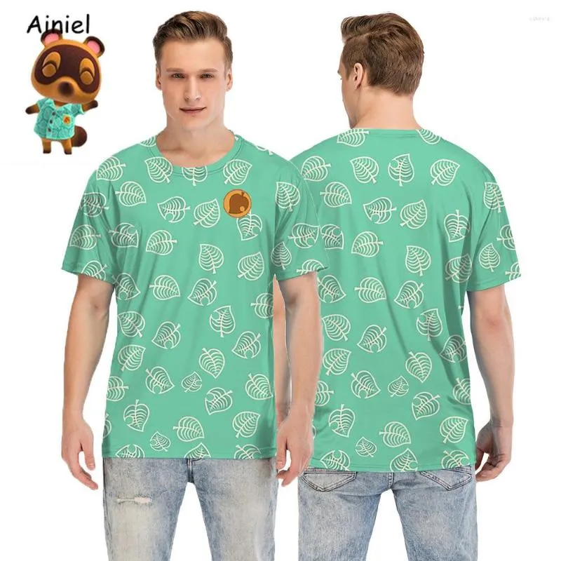 Camisetas masculinas Ainiel Ainiel Animal Crossing Cirche Campes camisetas cosplay Tom Nook S-shirt Mangas curtas Man