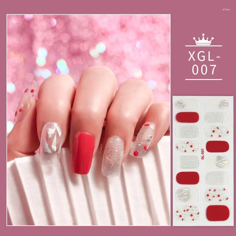 Nagelstickers glanzende sticker zelfklevende decor mode wikkelt glitter polish waterdichte strip voor manicure