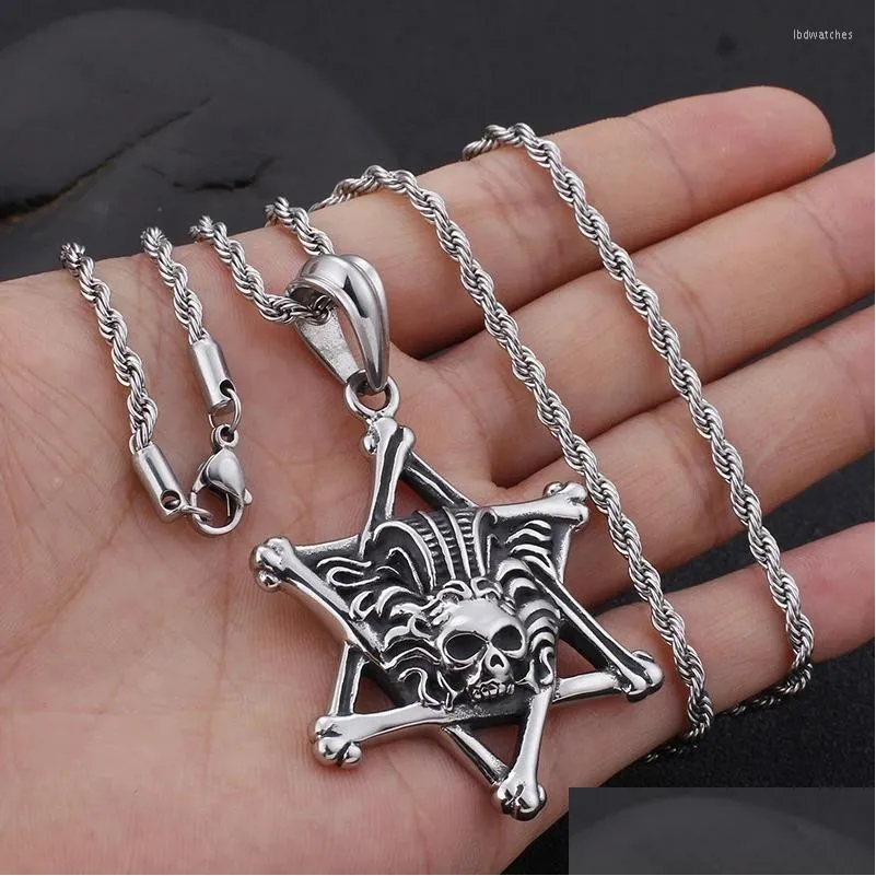 Pendant Necklaces European And American Fashion Mans Six Stars Skl Stainless Steel Simple Wild Jewelry Drop Delivery Pendants Dhhi6