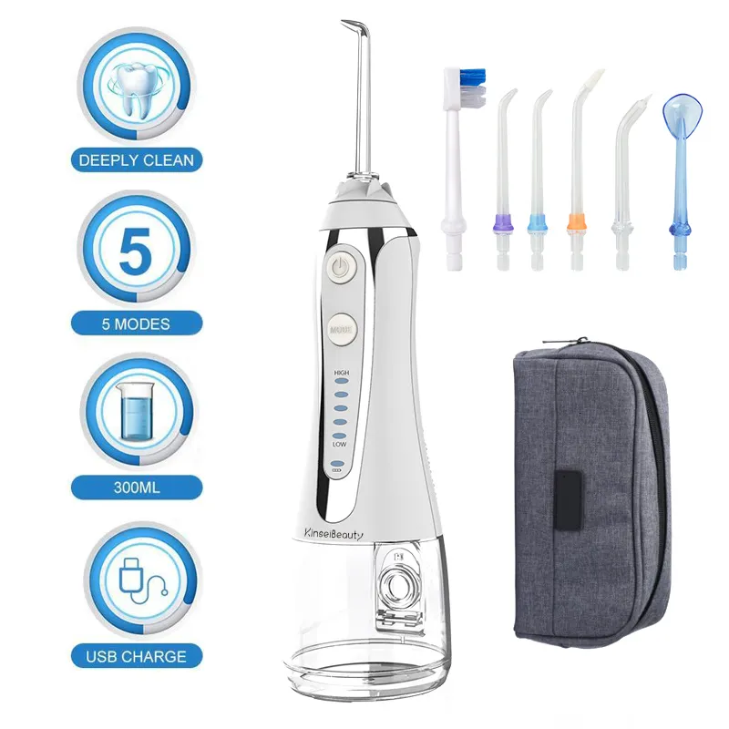 Outros modos de higiene oral 5 Irrigador oral 300 ml de água portátil de água dentária de dentes dentários limpadores irrigador USB com bolsa de viagem 230518