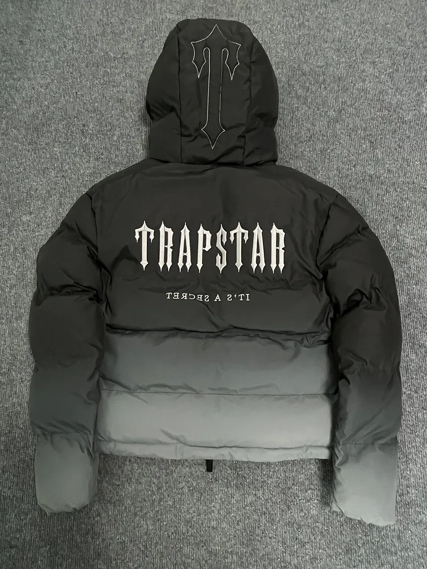 Trapstar London Decoded Hooded Puffer 2.0 Gradient Black Jacket Men Embroidered Thermal Hoodie Winter Coat Tops 61