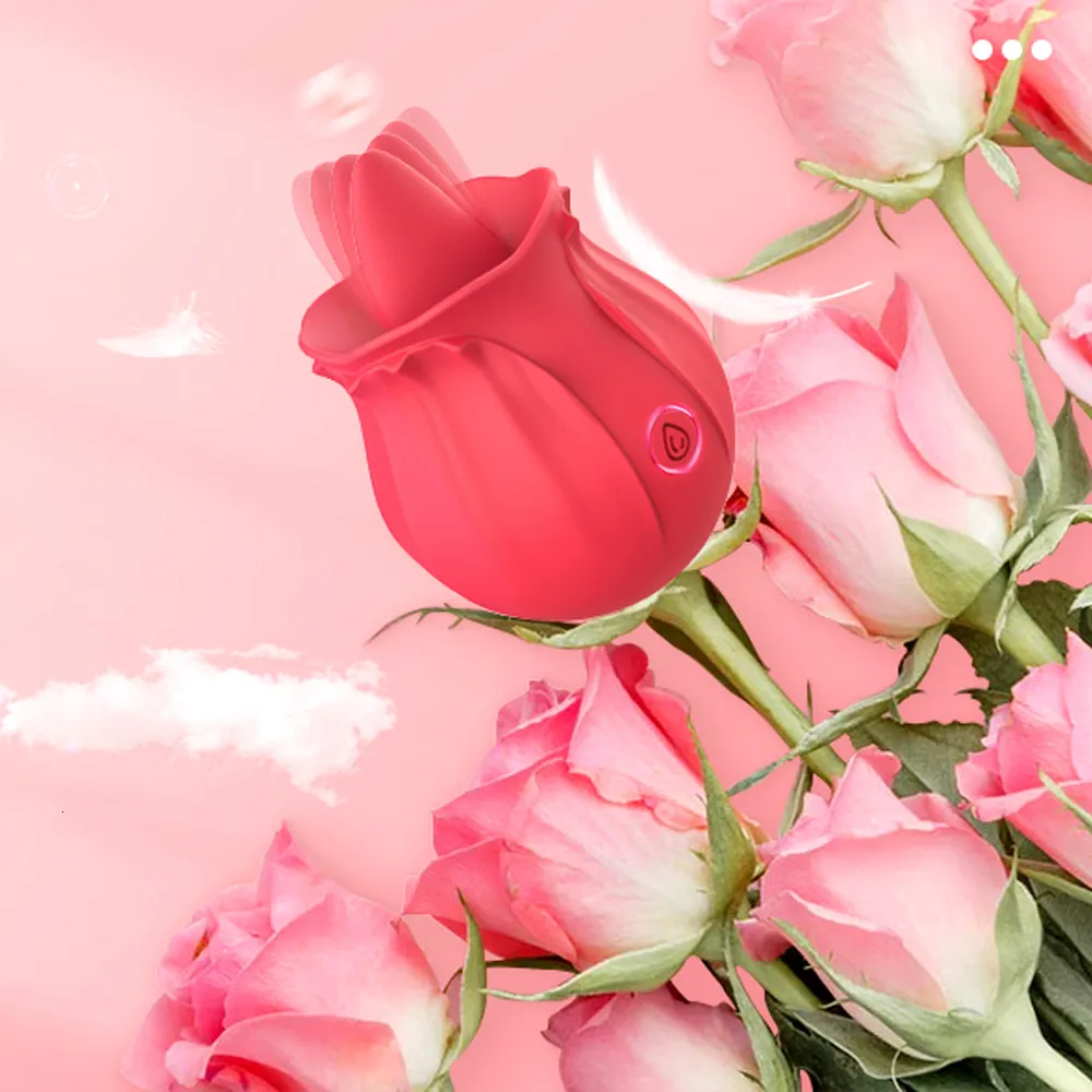 Rosenvibrator Mit Klitorissauger Und Zungenmasturbator_voghion.com