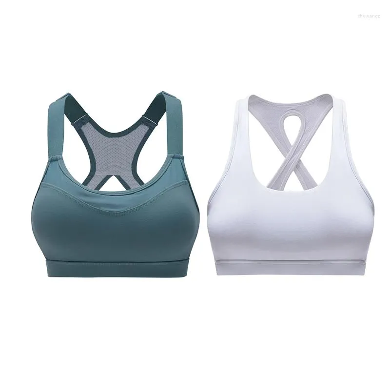 Racing Jackets SEWS-2Pcs High Stretch Breathable Sports Bra Top Fitness Women Padded Sport For Running Yoga Gym Seamless Crop L White &