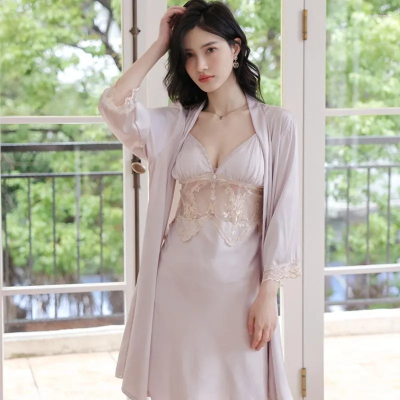 See through silk nightgown top