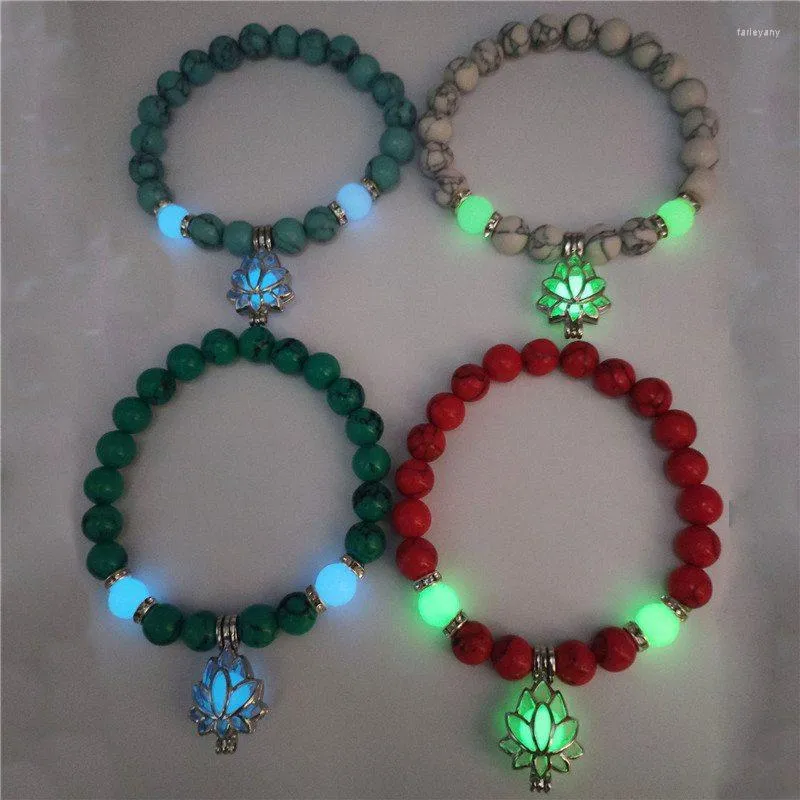 Pulseiras de charme pedras naturais brilhando luminosa na pulseira de ioga em forma de lótus escura para mulheres presentes