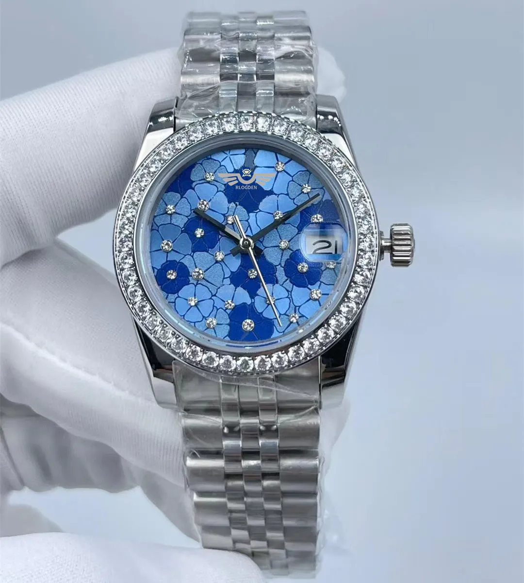 Nowy styl panie zegarek 31 mm 278289 Sapphire 24 Diamond Dail Watche Watches Automatyczny ruch mechaniczny 18K Lady Wristwatch Oryginalne pudełko