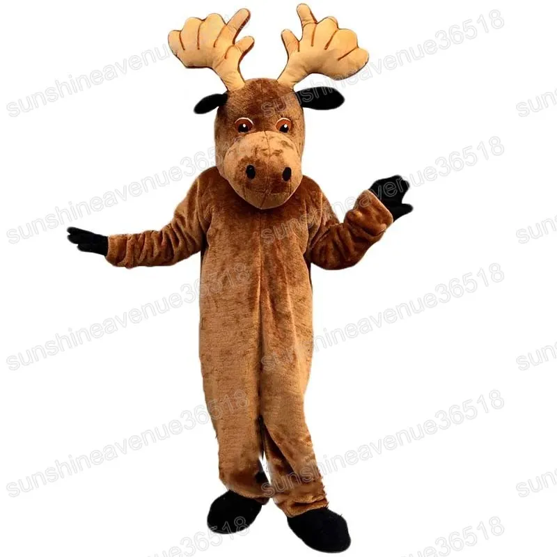 Costume de mascotte de cerf brun d'Halloween Simulation personnage à thème animal carnaval taille adulte robe de fête d'anniversaire de noël