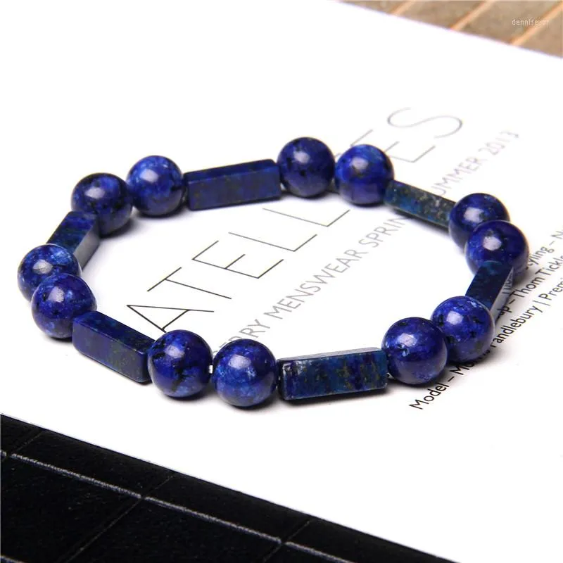 Strand Fashion Square Beads Armband Speical Stone Men smycken Lapis Lazuli Bangles Manliga läkande naturliga kvinnor